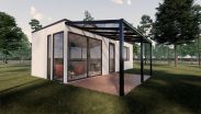 Terrassenüberdachung M 03, Dach: 16 mm Polycarbonat klar, Grundfläche: 15,24 m² - Abmessungen: 300 x 508 cm (B x L)