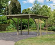 Einzelcarport Eco 1 mit PVC-Dach Variante C inkl. zwei Einfahrtsbogen, Farbe: Natur KDI, Grundfläche: 7,5 m²