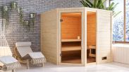 Sauna "Gunvald" SET mit bronzierter Tür - Farbe: Natur, Ofen 9 kW - 196 x 196 x 187 cm (B x T x H)