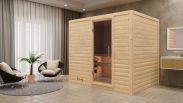 Sauna "Leja" SET mit Klarglastür & Ofen BIO 9 kW - 231 x 196 x 200 cm (B x T x H)