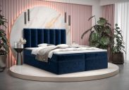 Modernes Boxspringbett Pirin 15, Farbe: Blau - Liegefläche: 180 x 200 cm (B x L), mit genügend Stauraum