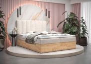 Boxspringbett mit Stauraum Pilio 06, Farbe: Beige / Eiche Golden Craft - Liegefläche: 160 x 200 cm (B x L)