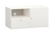 TV-Möbel / TV-Schrank im modernen Design Aenna 111, Farbe: Weiß / Grau, Maße: 51,5 x 101 x 46,5 cm, eine Tür, eine Schublade, zwei Fächer, ein Kabelloch