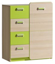 Jugendzimmer - Kommode Dennis 06, Farbe: Esche Grün - Abmessungen: 100 x 80 x 40 cm (H x B x T)