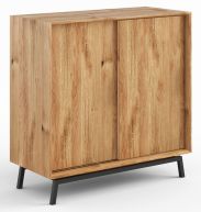 Kommode / Weinregal Salleron 18, Wildeiche massiv geölt, Farbe: Natur - Abmessungen: 101 x 101 x 45 cm (H x B x T)