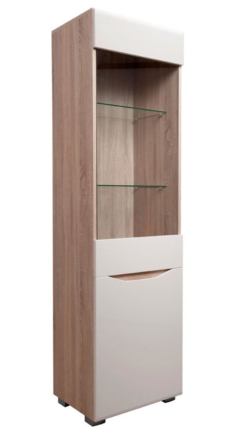 Vitrine Comillas 05, Farbe: Eiche Braun / Creme - 196 x 55 x 43 cm (H x B x T)