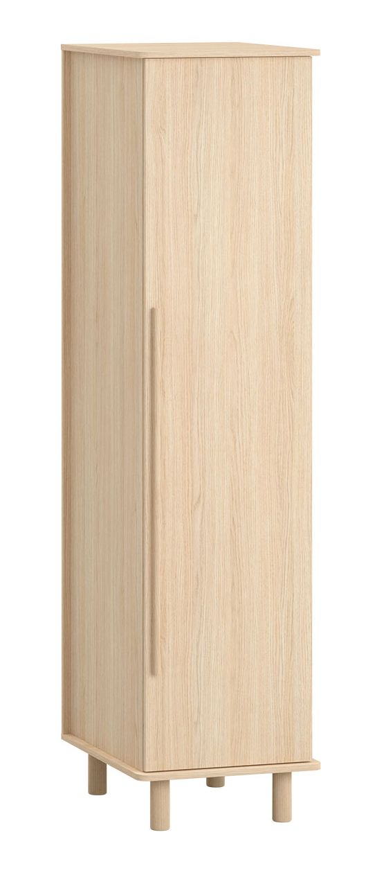 Schmaler Kleiderschrank mit einer Tür Aegir 05, zwei Fächer, integrierte LED-Beleuchtung, eine Kleiderstange, Maße: 199 x 50,5 x 60 cm, Soft-Close System