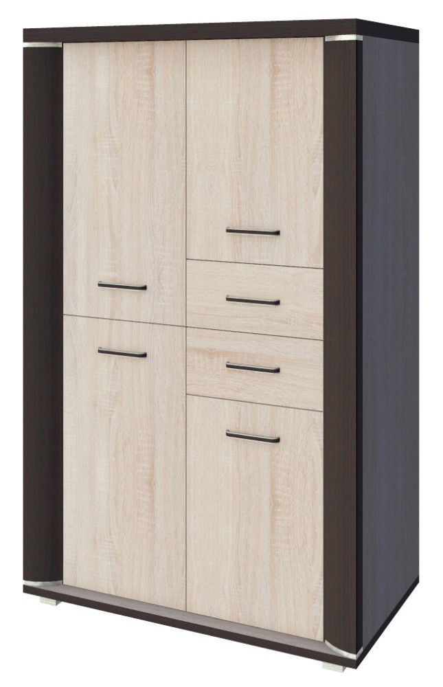 Schrank Aitape 01, Farbe: Sonoma Eiche dunkel / Sonoma Eiche hell - Abmessungen: 145 x 92 x 40 cm (H x B x T)