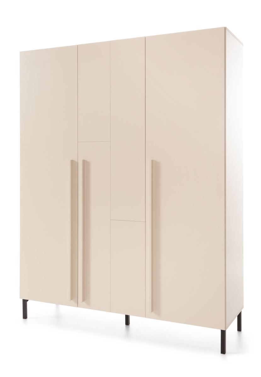 Moderner Kleiderschrank Authie 01, Beige, 195 x 150 x 50 cm, mit 5 Fächern und 1 Kleiderstange, ABS-Kanten, robust und langlebig