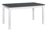 Leicht kombinierbarer Esstisch JANIS in Weiß/Grafit,  Abmessung 80 x 120/150 (B x T), Tischplattenhöhe von 32 mm, laminatplatte, stabile Holzfüße