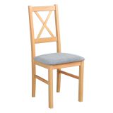 Klassischer Stuhl Derbent mit bequemer Polsterung, strapazierfähiger grauer Bezug, Sitzhöhe von 47 cm, robustes Buchen Massivholz Eichefarben