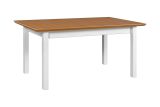 Großer Esszimmer tisch GUNA in Eiche/Weiß, Abmessung 90 x 160/200 cm (B x T), Tischplattenhöhe von 48 mm, Tischplatte furniert, stabile Holzfüße