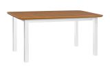 Abgerundeter Esstisch AIGARS in Weiß/Eiche, Abmessung 90 x 160/200 cm (B x T), Tischplattenhöhe von 32 mm, modernes Design, Tischplatte furniert