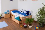 Kinderbett / Jugendbett "Easy Premium Line" K1/2n inkl. 2 Schubladen und 2 Abdeckblenden, 90 x 200 cm Buche Vollholz massiv Natur