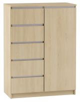 Kommode Kiunga 03, Farbe: Buche / Weiß - Abmessungen: 112 x 82 x 40 cm (H x B x T)