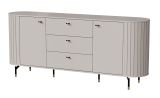 Kommode / Sideboard Annelin 04 mit 3 Schubladen, in Kaschmir, Griffe und Füße aus Metall in Schwarzgold, 81 x 190 x 40 cm, Soft Closing System, 4 Fächer