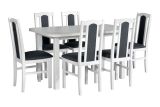 Esszimmer Komplett - Set C, 7 - teilig, 6 massive Holzstühle, Holzfarbe: Weiß, robuster Tisch, bequemes Sitzgefühl, modernes und einfaches Design