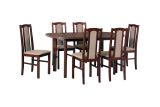 Esszimmer Komplett - Set D, 7 - teilig, Holzfarbe: Nuss, zeitloses Design, platz für 6 Personen, robuster Tisch, massive Holzstühle, bequeme Polsterung