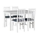 Esszimmer Komplett - Set I, 5 - teilig, platzsparend, modernes und einfaches Design, Holzfarbe: Weiß, 4 Holzstühle mit Polsterung, gute Stabilität