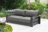 3-Sitzer Gartensofa London aus Alu, Farbe: anthrazit, Stoff: dunkelgrau, 2150 x 840 x 670 mm, mit Armlehnen, 220 mm Polsterung mit TPU-Beschichtung