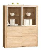 Vitrine Jussara 02, Farbe: Hellbraun, Eiche teilmassiv - 150 x 124 x 42 cm (H x B x T)