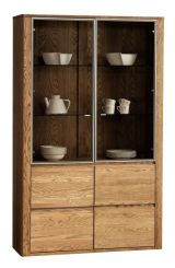 Vitrine Jussara 04, Farbe: Bernstein, Eiche teilmassiv – 201 x 124 x 42 cm (H x B x T)