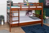 Etagenbett / Stockbett 160 x 200 cm "Easy Premium Line" K24/n, Kopf- und Fußteil gerade, Buche Massivholz Dunkelbraun lackiert, teilbar