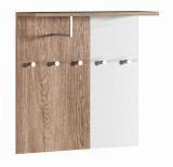 Garderobe Albondon 11, Farbe: Eiche / Weiß Glanz - Abmessungen: 67 x 67 x 21 cm (H x B x T)