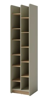 Regal Sampont 04, Mintgrün / Eiche dunkel, 195 x 55 x 42 cm, mit 11 Fächern, ABS-Kanten, hochwertig verarbeitet, stabil und qualitativ hochwertig
