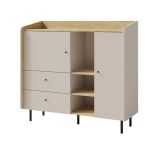 Moderne Kommode Sampont 08, Beige / Eiche hell, 115 x 125 x 42 cm, mit 8 Fächern und 2 Schubladen, ABS-Kanten, einfache und rasche Montage