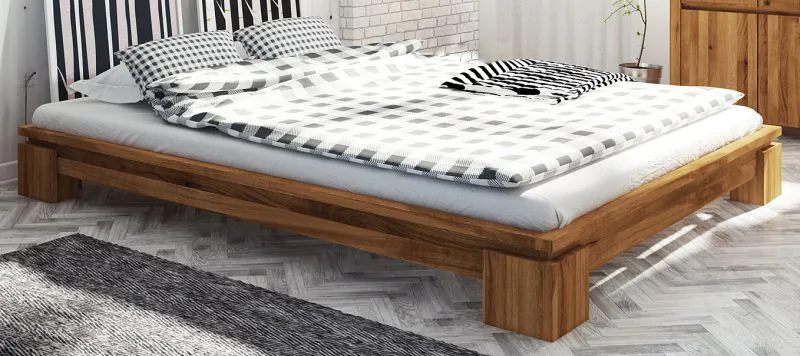 Doppelbett Tasman 02 Wildeiche massiv geölt - Liegefläche: 180 x 200 cm (B x L)