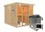 Sauna "Druna" SET mit bronzierter Tür, Glasfront und Kranz - Farbe: Natur, Ofen externe Steuerung easy 9 kW - 240,5 x 248 x 202 cm (B x T x H)